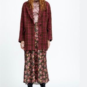 Zara pink and brown plaid blazer